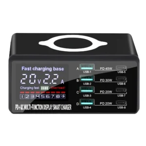 MULTICARGADOR 8 PUERTOS / USB C / WIRELESS / PD 45W / WLX-X9D